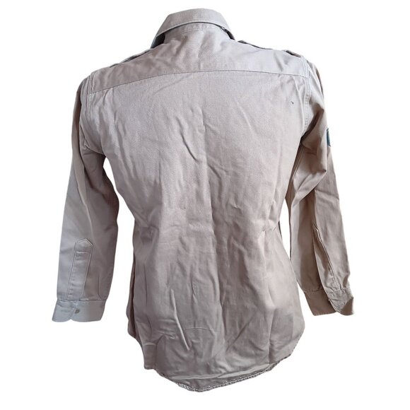 Vintage Mens Army Shirt Small 1950's Shade 1 Twill Khaki 1955 Uniform Patched - Picture 4 of 6